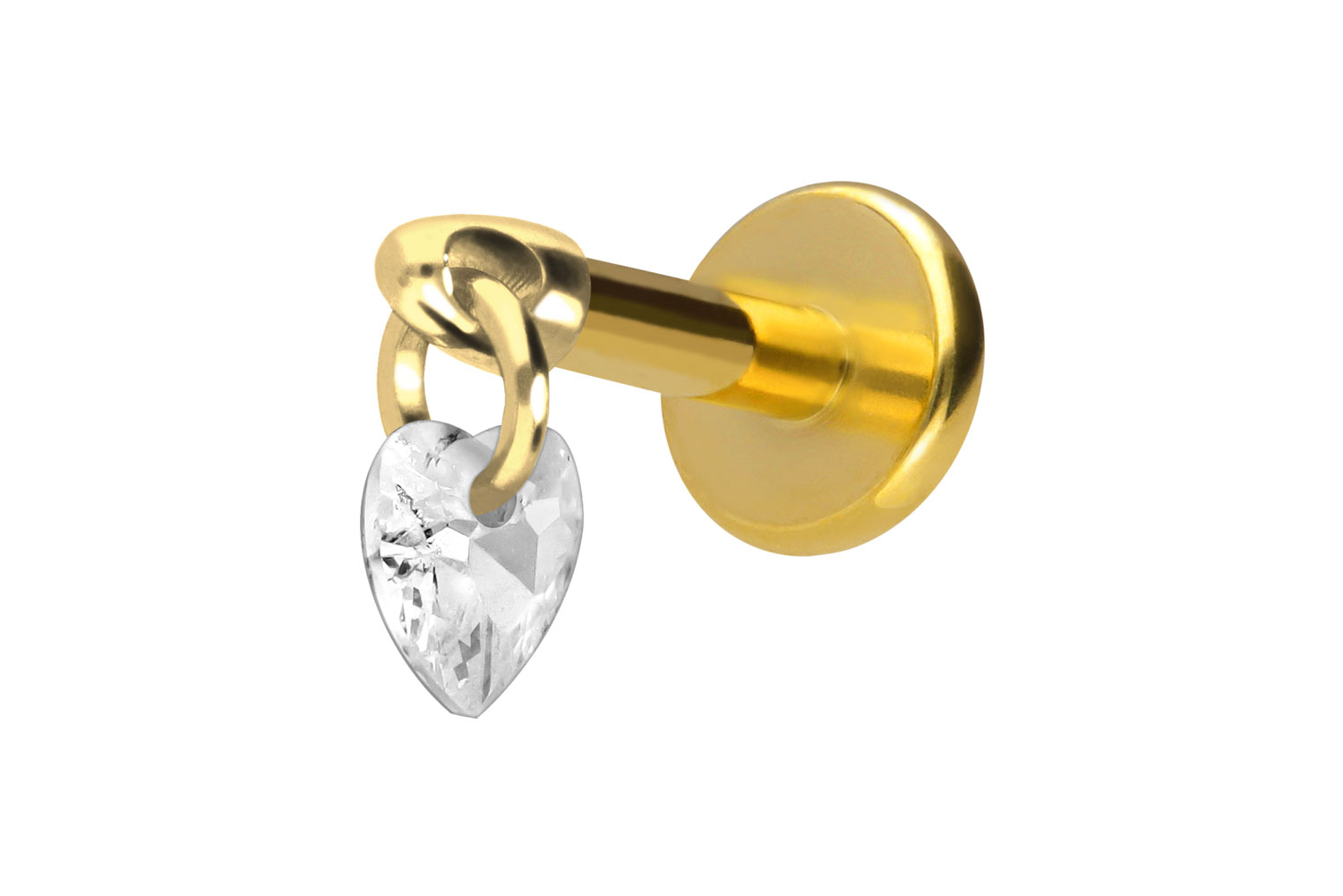 Titan Labret Piercing mit Innengewinde KRISTALLHERZ